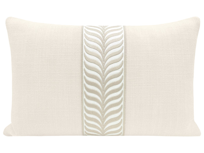 FINAL SALE : 12" X 18" SIGNATURE LINEN // BONE + TRELLIS TRIM // NATURAL PILLOW COVER