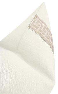 SIGNATURE LINEN // BONE + GREEK KEY TRIM // CASHMERE