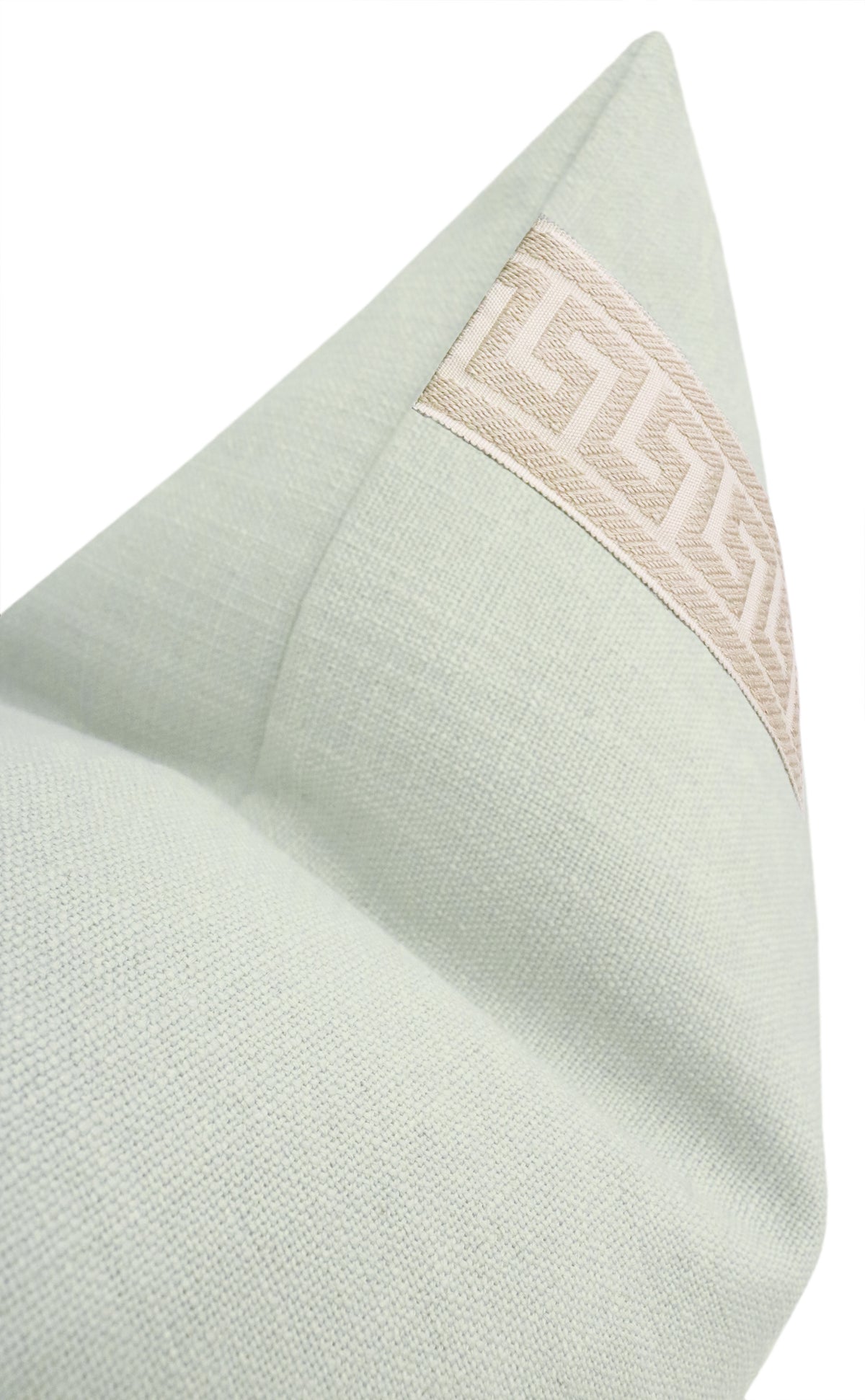 SIGNATURE LINEN // SPA BLUE + GREEK KEY TRIM // CASHMERE