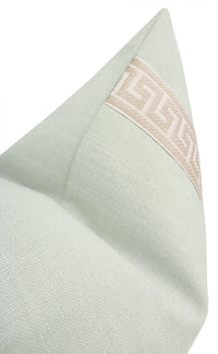SIGNATURE LINEN // SPA BLUE + GREEK KEY TRIM // CASHMERE