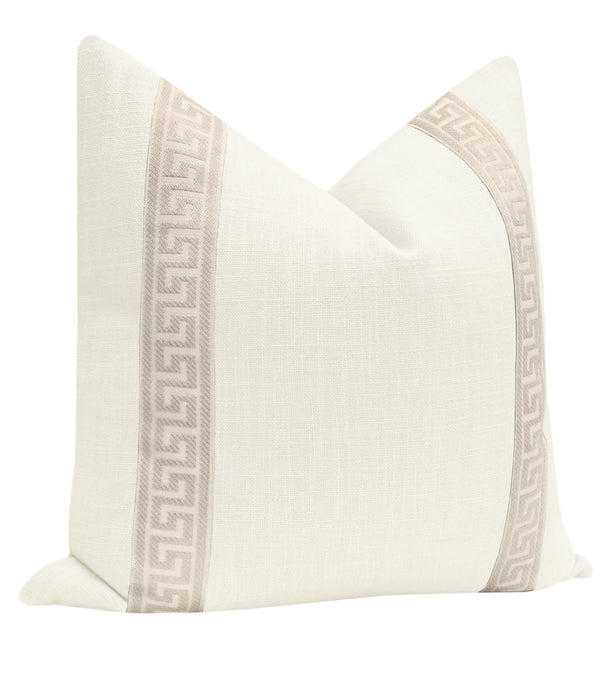 SIGNATURE LINEN // BONE + GREEK KEY TRIM // CASHMERE