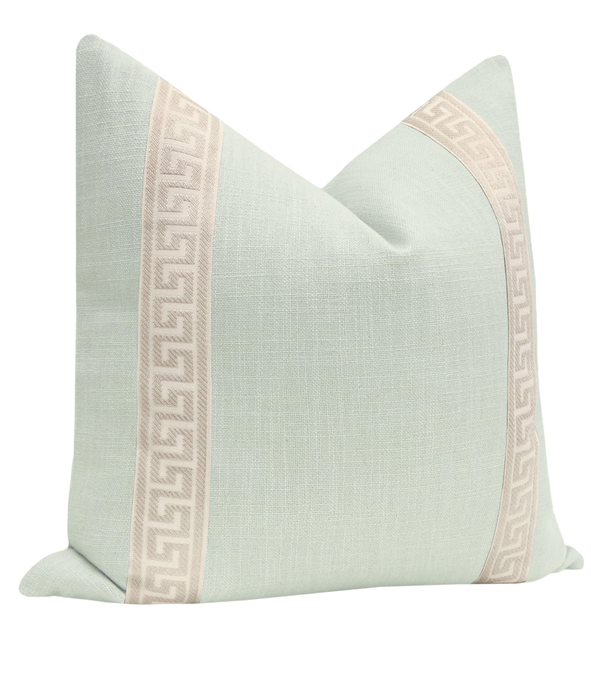 SIGNATURE LINEN // SPA BLUE + GREEK KEY TRIM // CASHMERE