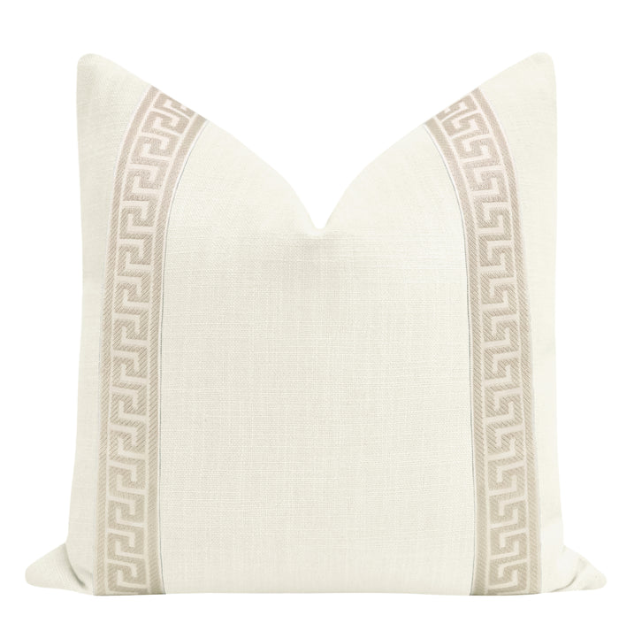 SIGNATURE LINEN // BONE + GREEK KEY TRIM // CASHMERE