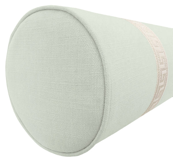 THE BOLSTER :: SIGNATURE LINEN // SPA BLUE + GREEK KEY TRIM // CASHMERE