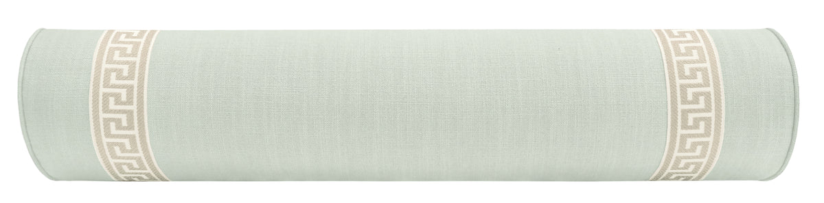 THE BOLSTER :: SIGNATURE LINEN // SPA BLUE + GREEK KEY TRIM // CASHMERE