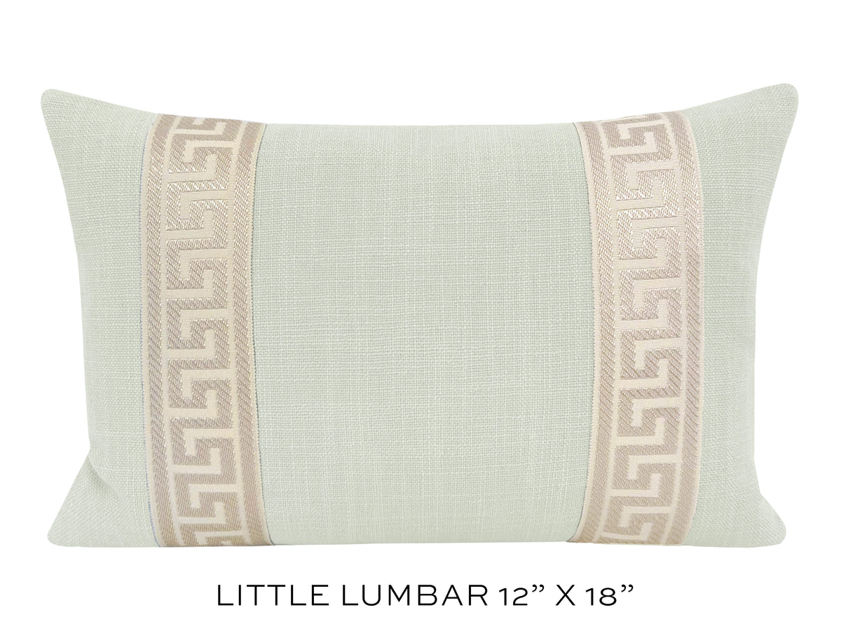 SIGNATURE LINEN // SPA BLUE + GREEK KEY TRIM // CASHMERE