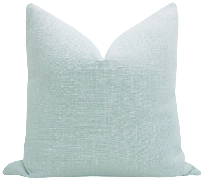 FINAL SALE : 18" X 18" SIGNATURE LINEN // SPA BLUE PILLOW COVER