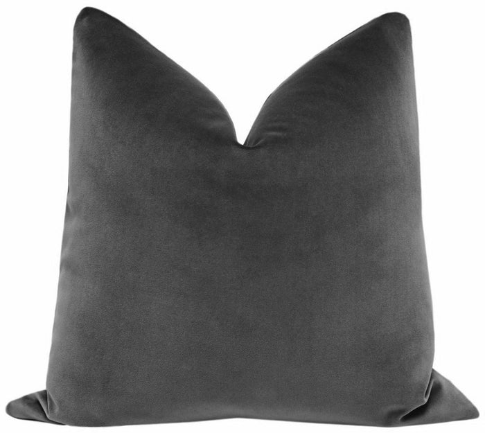 FINAL SALE : 18" X 18" SIGNATURE VELVET // GRAPHITE PILLOW COVER