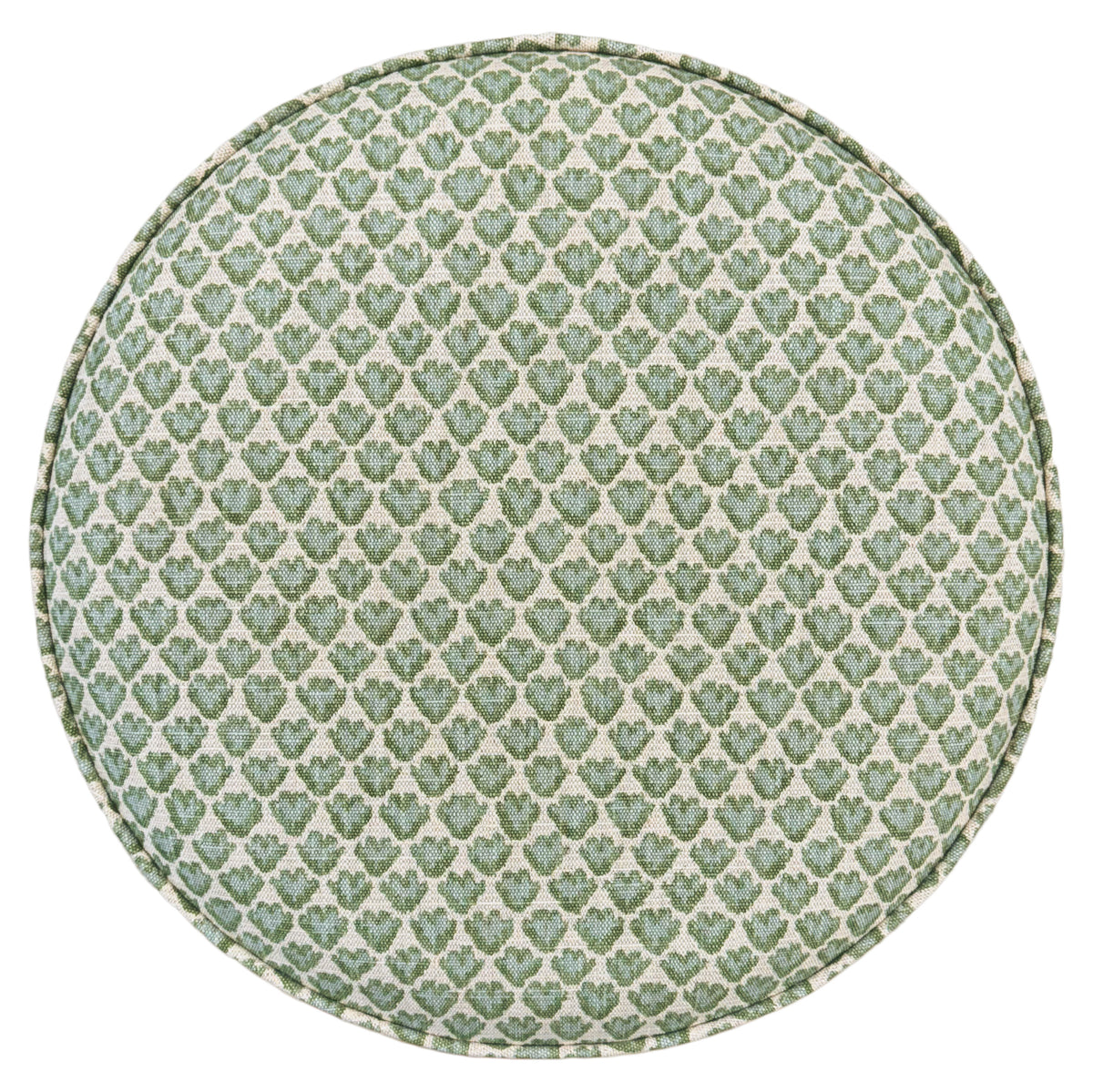 THE TIGHT ROUND OTTOMAN :: SISSY PRINT // SPA BLUE + BULLION FRINGE