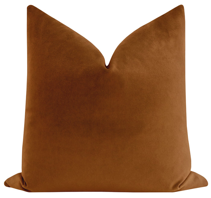 FINAL SALE : 18" X 18" SOCIETY VELVET // COGNAC PILLOW COVER