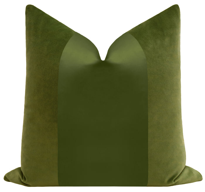 FINAL SALE : 18" X 18" PANEL MONOCHROMATIC : SOCIETY VELVET // OLIVE PILLOW COVER