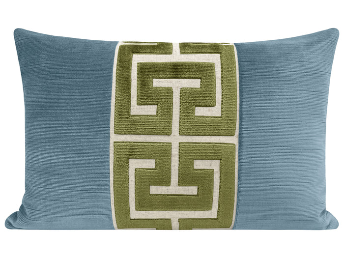 THE LITTLE LUMBAR :: STRIE VELVET // CHAMBRAY + OLIVE GREEK TRIM