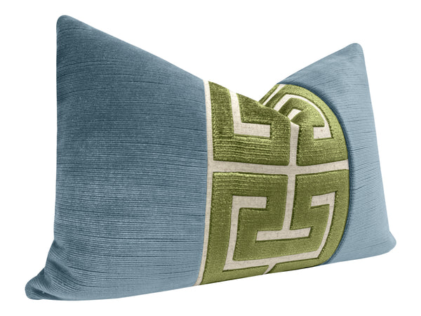 THE LITTLE LUMBAR :: STRIE VELVET // CHAMBRAY + OLIVE GREEK TRIM