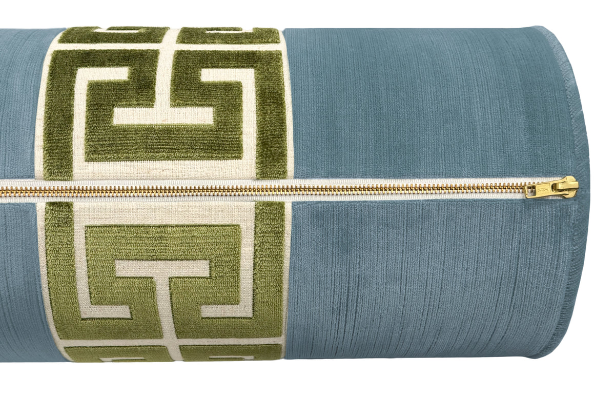 THE BOLSTER :: STRIE VELVET // CHAMBRAY + GREEK TRIM