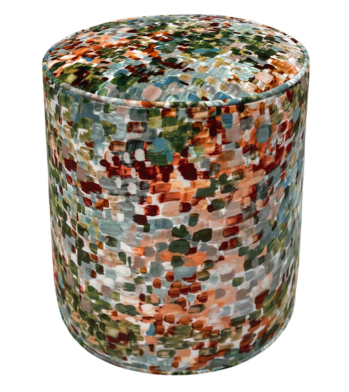 THE TIGHT ROUND OTTOMAN :: MONET VELVET  // MULTI