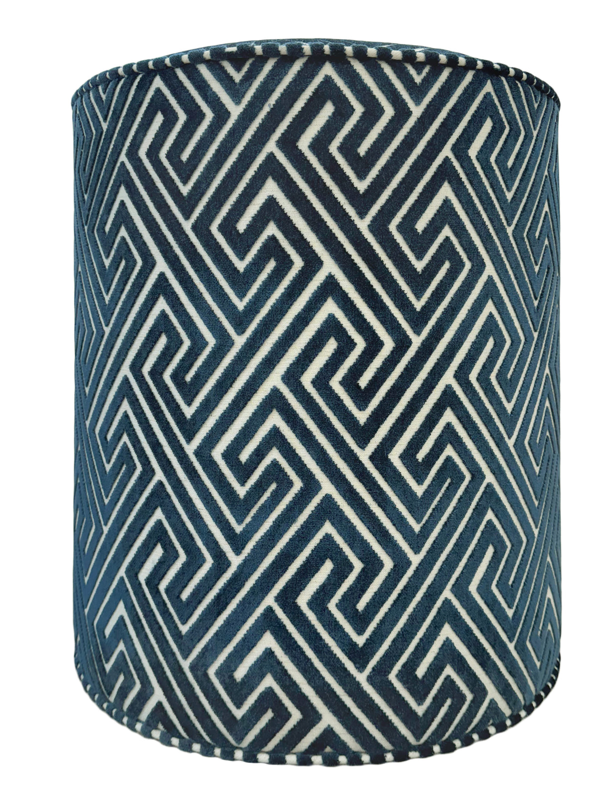 THE TIGHT ROUND OTTOMAN :: ROMAN CUT VELVET // NAVY BLUE