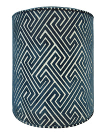 THE TIGHT ROUND OTTOMAN :: ROMAN CUT VELVET // NAVY BLUE