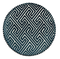THE TIGHT ROUND OTTOMAN :: ROMAN CUT VELVET // NAVY BLUE