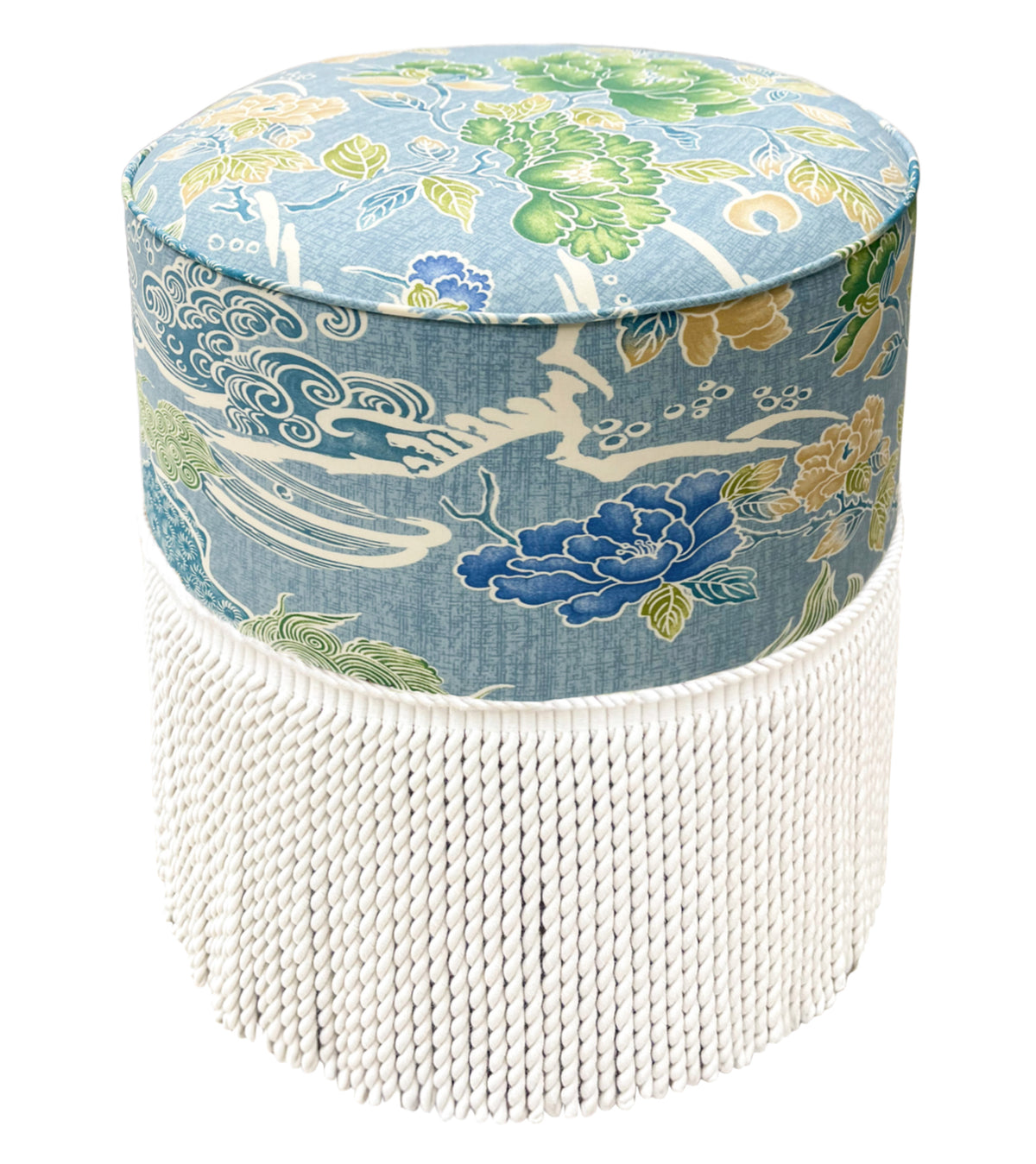 THE TIGHT ROUND OTTOMAN :: SHISHI // TURQUOISE + BULLION FRINGE | BRUNSCHWIG + FILS