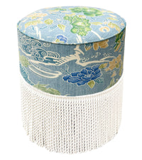 THE TIGHT ROUND OTTOMAN :: SHISHI // TURQUOISE + BULLION FRINGE | BRUNSCHWIG + FILS