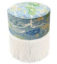 THE TIGHT ROUND OTTOMAN :: SHISHI // TURQUOISE + BULLION FRINGE | BRUNSCHWIG + FILS