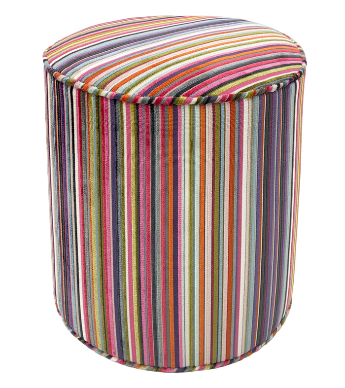 THE TIGHT ROUND OTTOMAN :: SOHO CUT VELVET  // MULTI