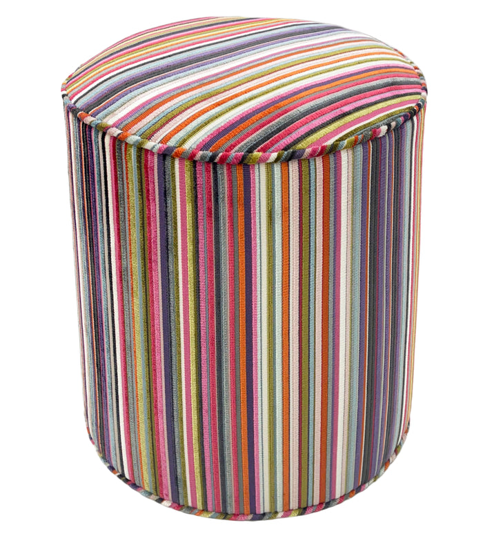 THE TIGHT ROUND OTTOMAN :: SOHO CUT VELVET  // MULTI