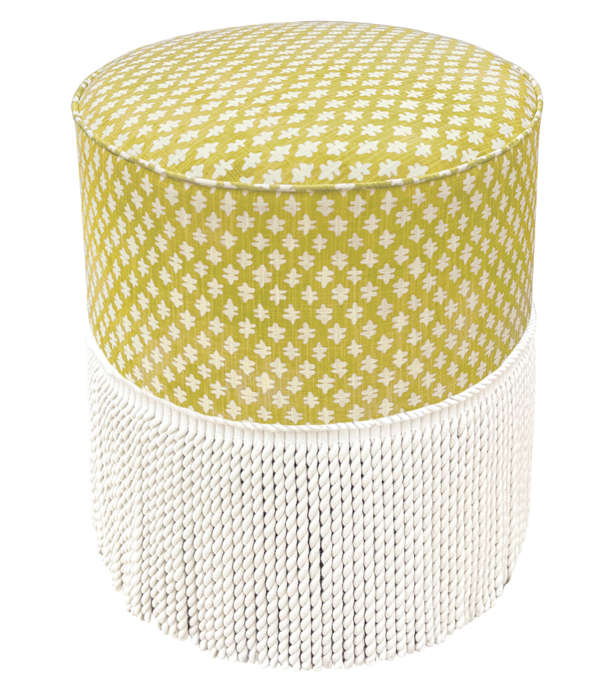 THE TIGHT ROUND OTTOMAN :: TILLY PRINT // CHARTREUSE