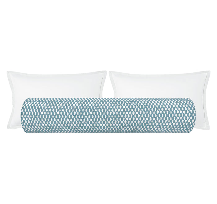 THE BOLSTER :: TILLY PRINT // HYDRANGEA BLUE + TAPE TRIM