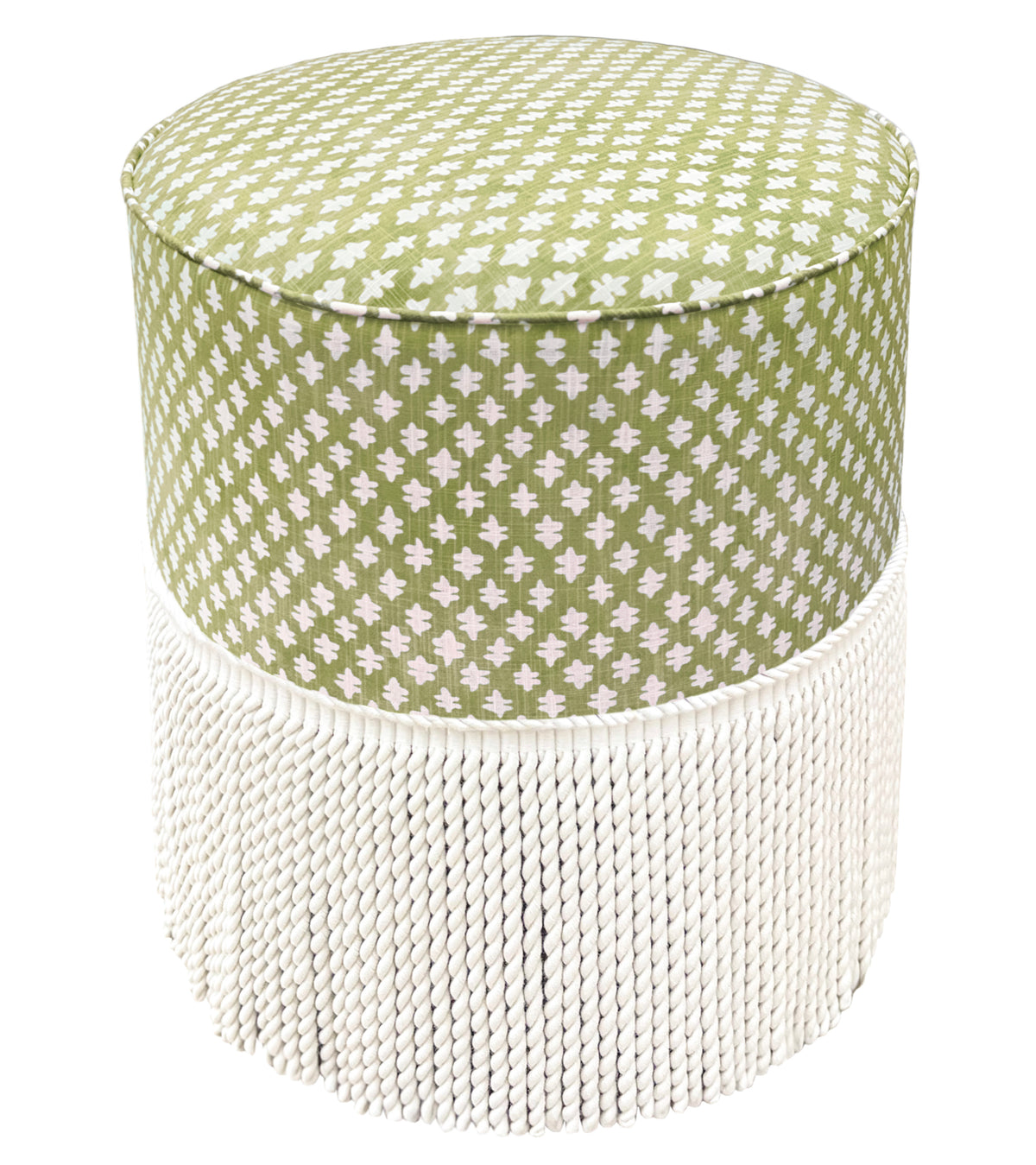 THE TIGHT ROUND OTTOMAN :: TILLY PRINT // CELADON