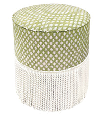 THE TIGHT ROUND OTTOMAN :: TILLY PRINT // CELADON