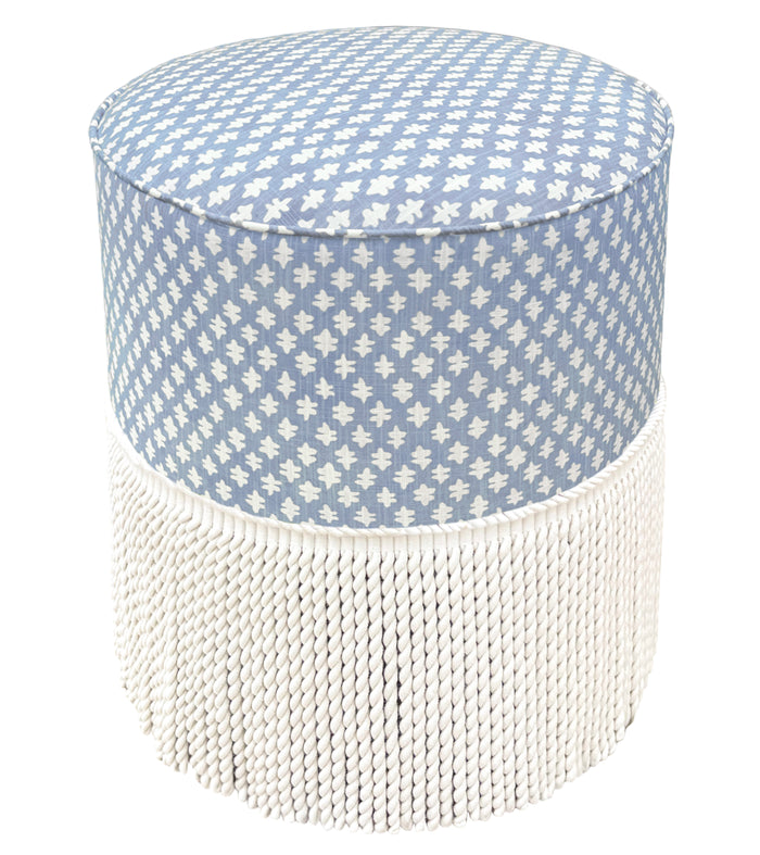 THE TIGHT ROUND OTTOMAN :: TILLY PRINT // POWDER BLUE