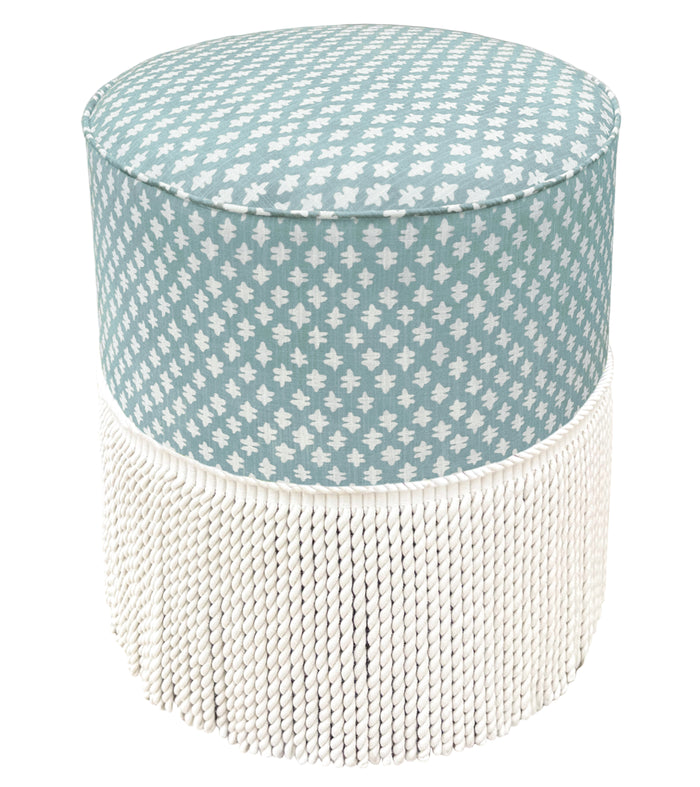 THE TIGHT ROUND OTTOMAN :: TILLY PRINT // SPA BLUE