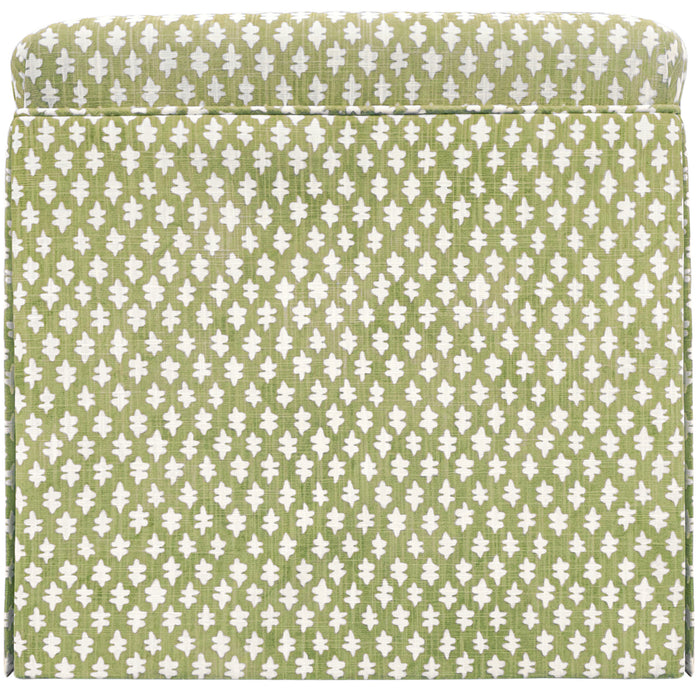 THE SKIRTED OTTOMAN :: TILLY PRINT // CELADON