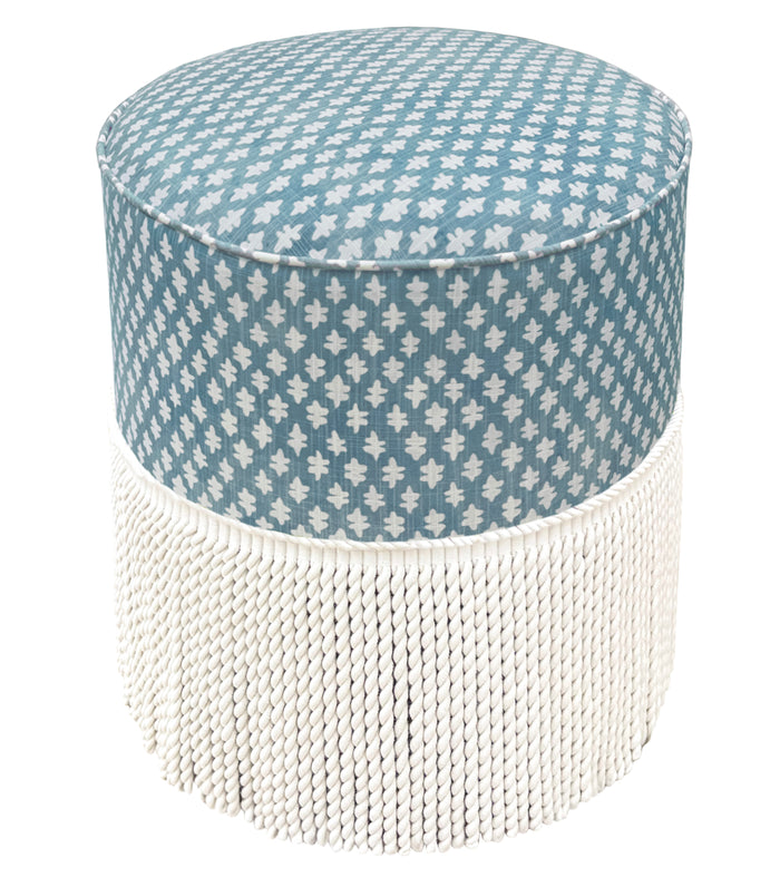 THE TIGHT ROUND OTTOMAN :: TILLY PRINT // HYDRANGEA BLUE