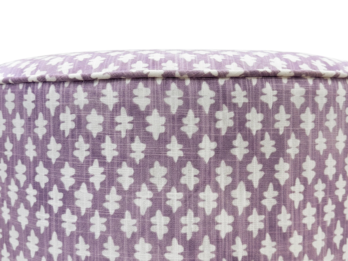 THE TIGHT ROUND OTTOMAN :: TILLY PRINT // LAVENDER + BULLION FRINGE