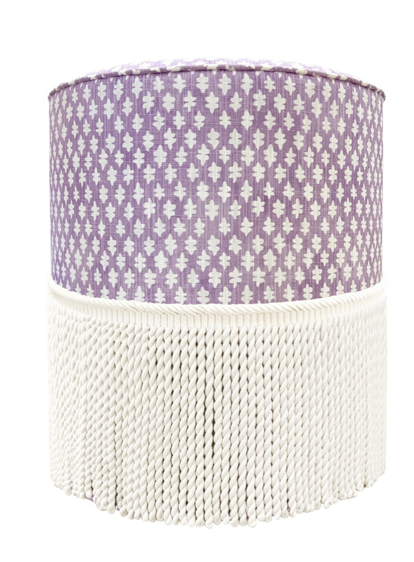 THE TIGHT ROUND OTTOMAN :: TILLY PRINT // LAVENDER + BULLION FRINGE
