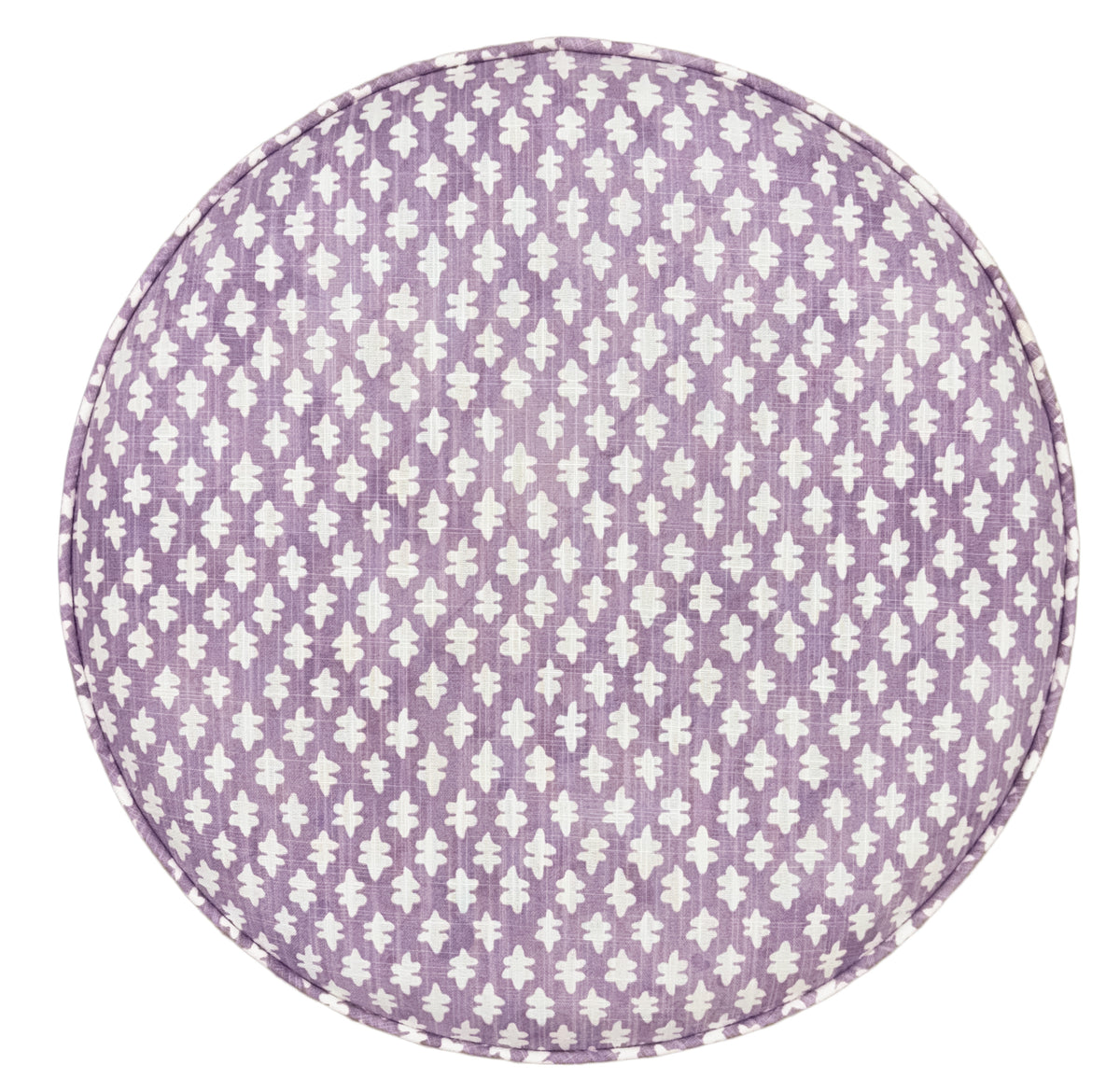 THE TIGHT ROUND OTTOMAN :: TILLY PRINT // LAVENDER + BULLION FRINGE