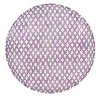 THE TIGHT ROUND OTTOMAN :: TILLY PRINT // LAVENDER + BULLION FRINGE