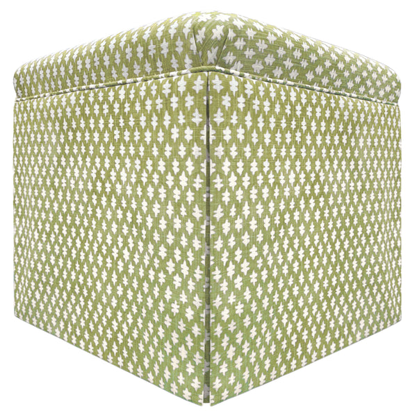 THE SKIRTED OTTOMAN :: TILLY PRINT // CELADON
