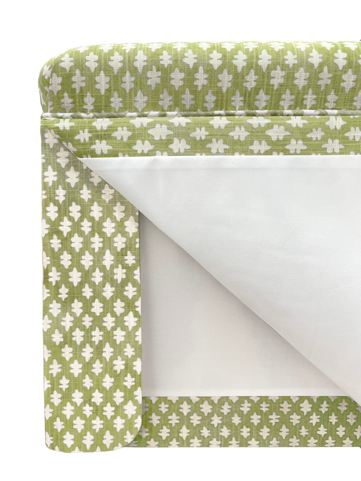 THE SKIRTED OTTOMAN :: TILLY PRINT // CELADON