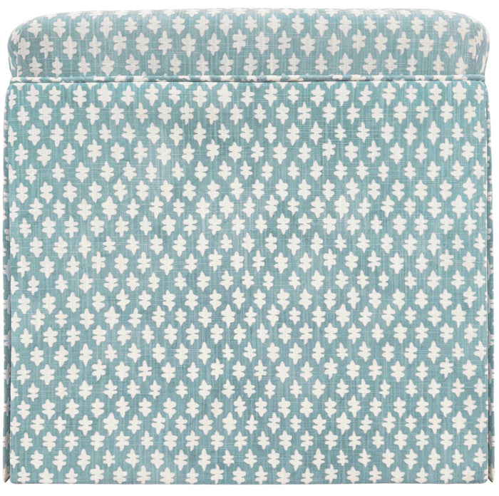 THE SKIRTED OTTOMAN :: TILLY PRINT // SPA BLUE