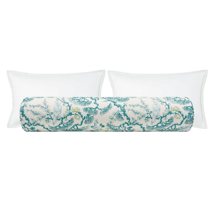 THE BOLSTER :: TRELLIS LINEN PRINT  // AEGEAN