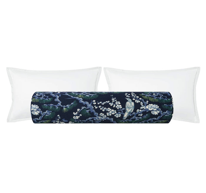 THE BOLSTER :: TRELLIS LINEN PRINT // NAVY BLUE