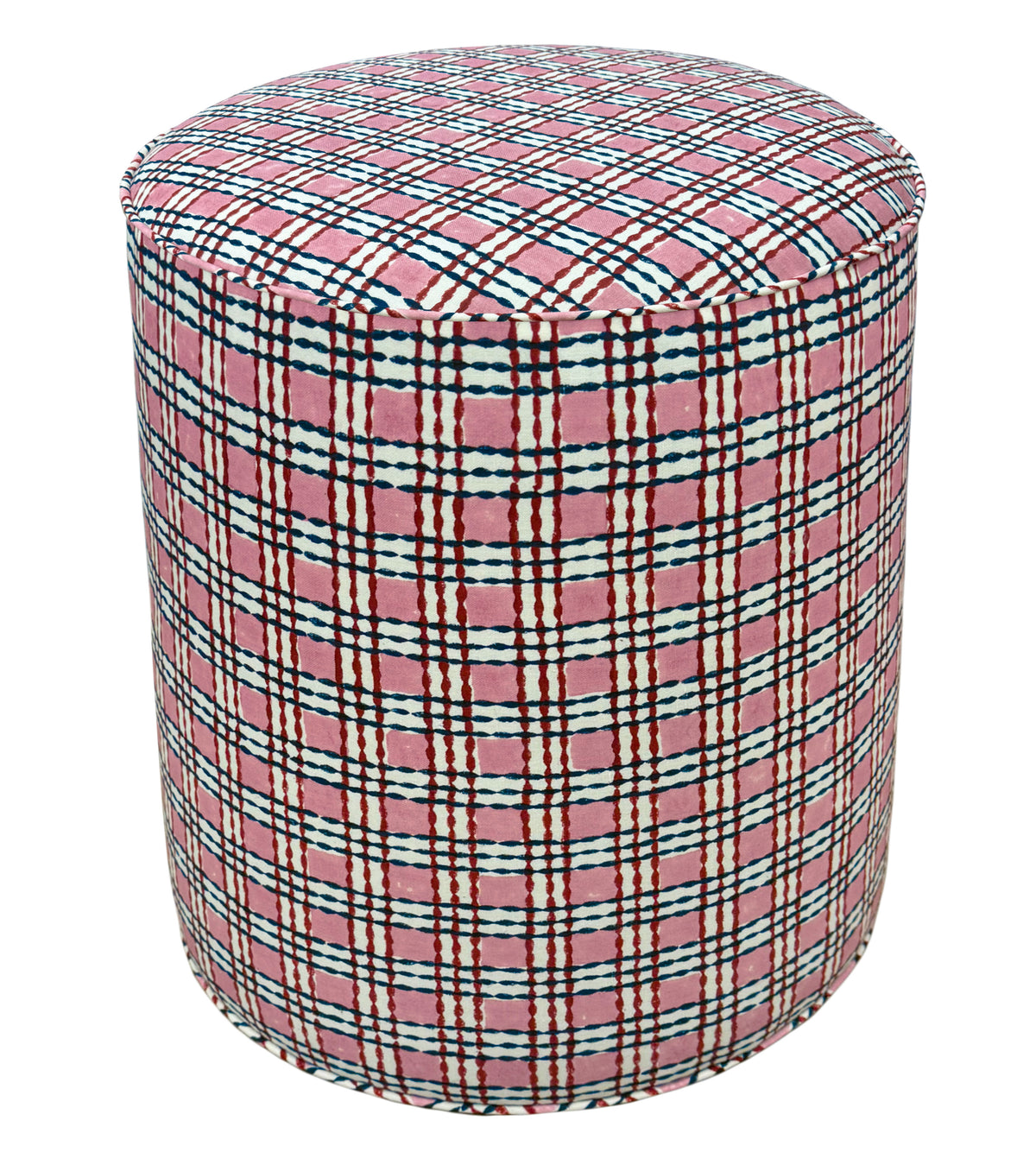THE TIGHT ROUND OTTOMAN :: TRELLIS HAND BLOCK PRINT | MOLLY MAHON