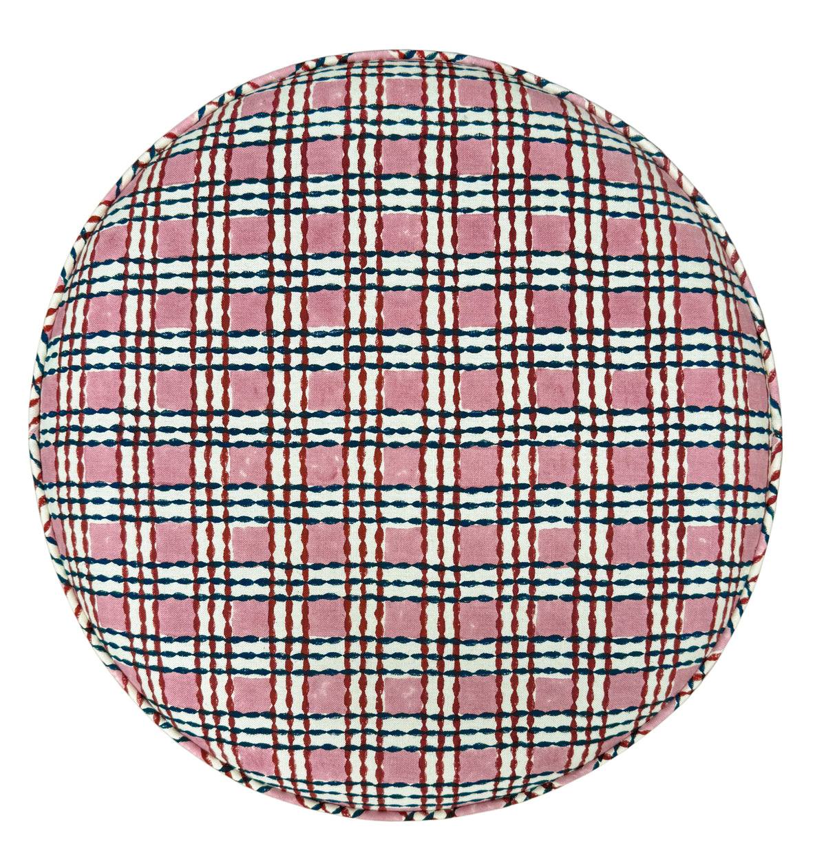 THE TIGHT ROUND OTTOMAN :: TRELLIS HAND BLOCK PRINT | MOLLY MAHON