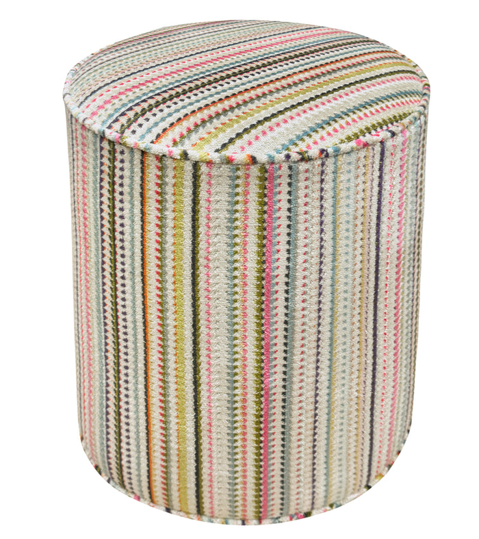 THE TIGHT ROUND OTTOMAN :: TRIBECA CUT VELVET // MULTI