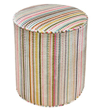 THE TIGHT ROUND OTTOMAN :: TRIBECA CUT VELVET // MULTI