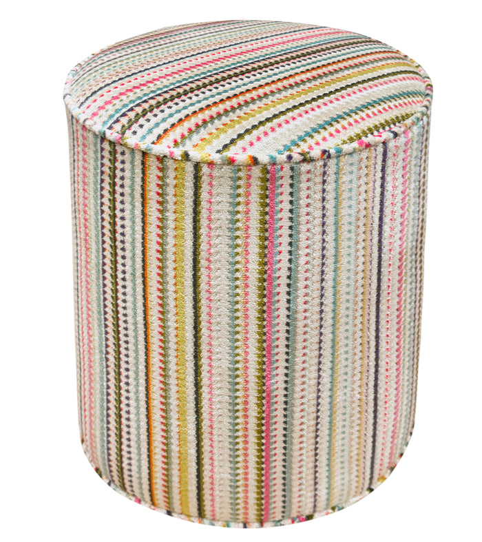 THE TIGHT ROUND OTTOMAN :: TRIBECA CUT VELVET // MULTI