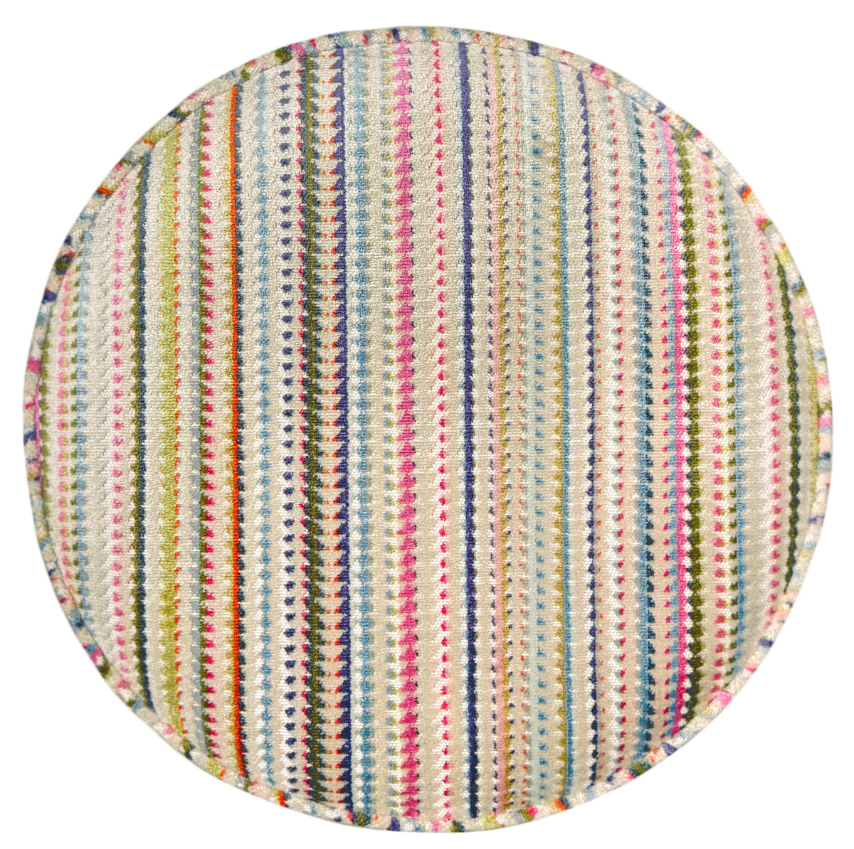 THE TIGHT ROUND OTTOMAN :: TRIBECA CUT VELVET // MULTI